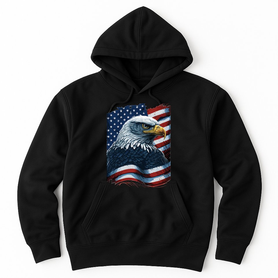 Bald Eagle Proud Patriotic American US Flag 4th Of July Hoodie