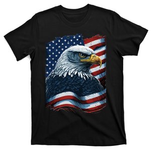 Bald Eagle Proud Patriotic American US Flag 4th Of July T-Shirt