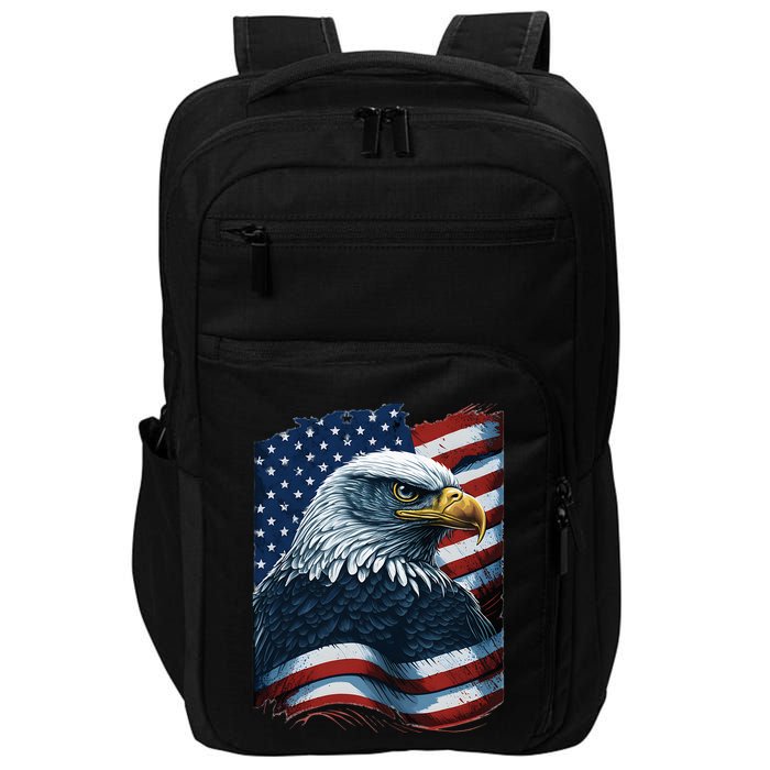 Bald Eagle Proud Patriotic American US Flag 4th Of July Impact Tech Backpack