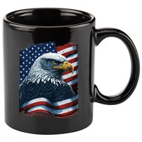 Bald Eagle Proud Patriotic American US Flag 4th Of July 11oz C Handle Ceramic Mug
