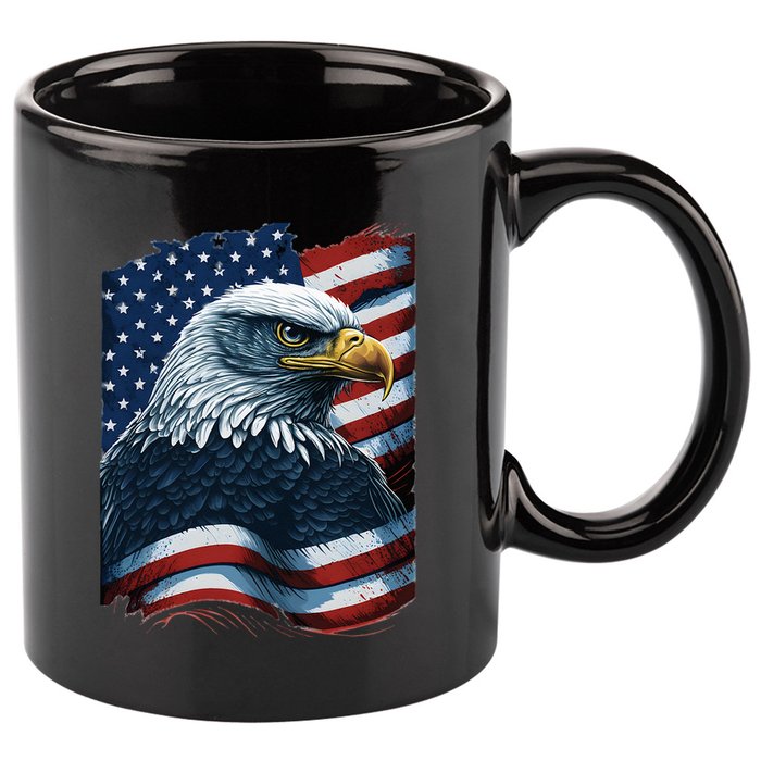 Bald Eagle Proud Patriotic American US Flag 4th Of July 11oz C Handle Ceramic Mug