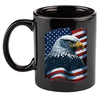 Bald Eagle Proud Patriotic American US Flag 4th Of July 11oz C Handle Ceramic Mug