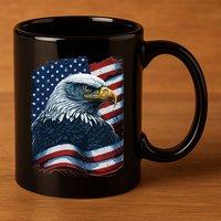 Bald Eagle Proud Patriotic American US Flag 4th Of July 11oz C Handle Ceramic Mug