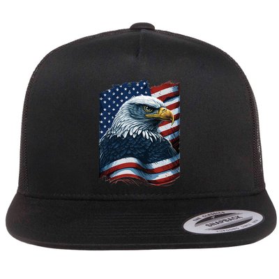 Bald Eagle Proud Patriotic American US Flag 4th Of July Flatbill Hat