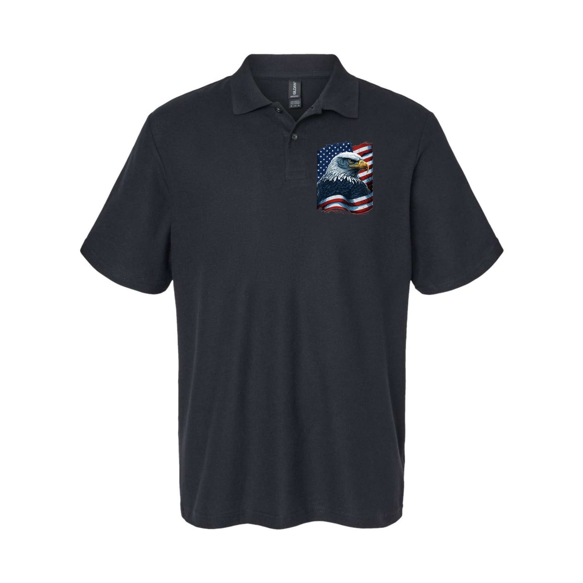 Bald Eagle Proud Patriotic American US Flag 4th Of July Polo
