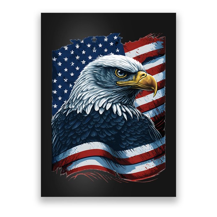 Bald Eagle Proud Patriotic American US Flag 4th Of July Poster