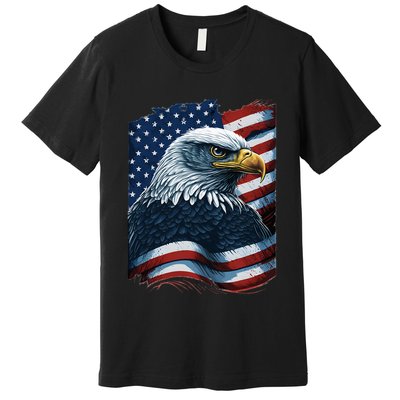 Bald Eagle Proud Patriotic American US Flag 4th Of July Premium T-Shirt