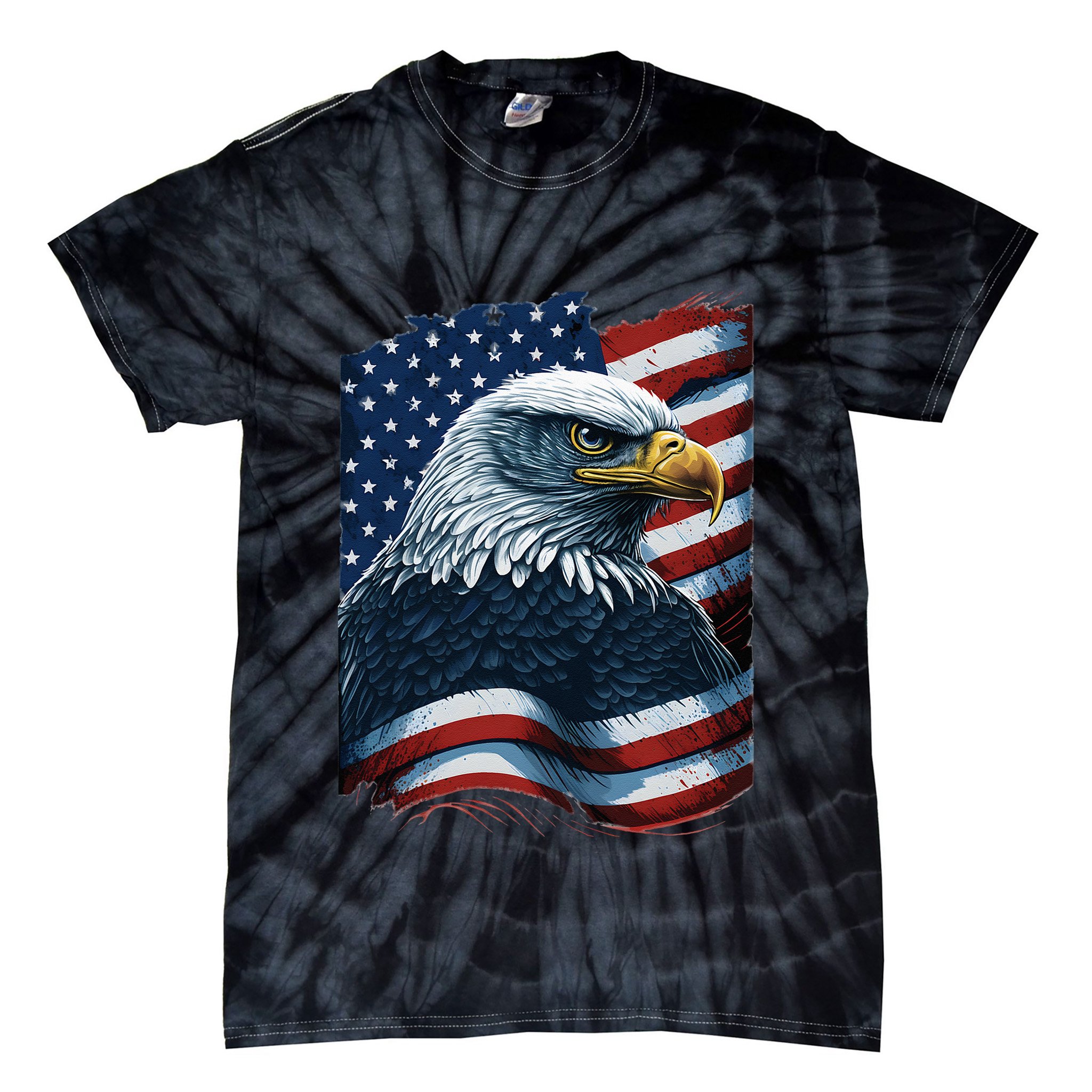Bald Eagle Proud Patriotic American US Flag 4th Of July Tie-Dye T-Shirt