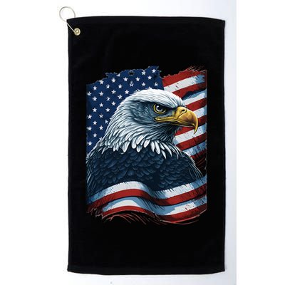Bald Eagle Proud Patriotic American US Flag 4th Of July Golf Towel