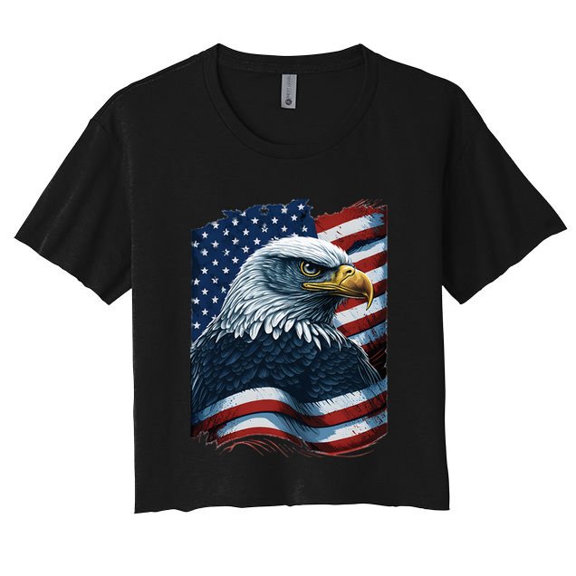 Bald Eagle Proud Patriotic American US Flag 4th Of July Crop Top