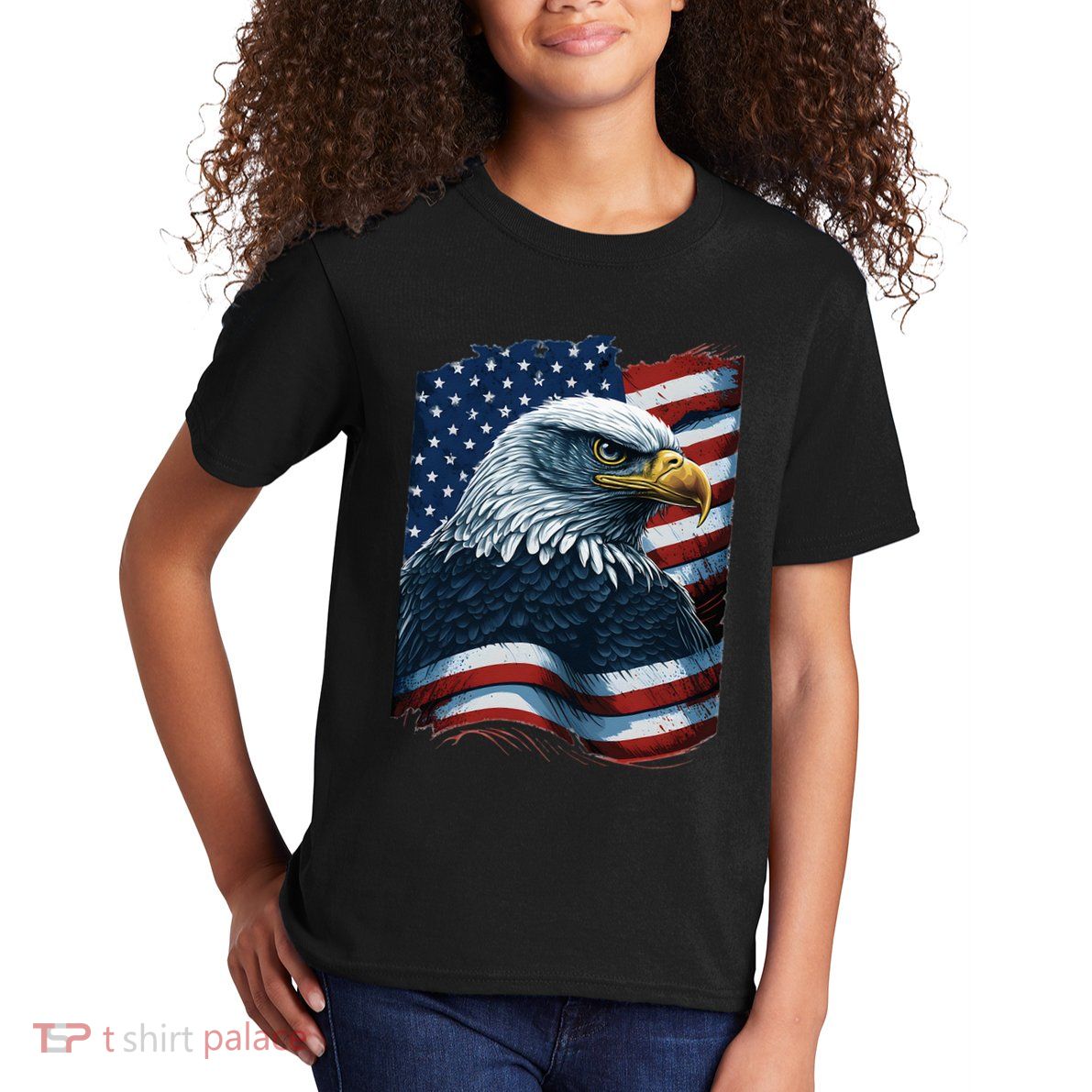 Bald Eagle Proud Patriotic American US Flag 4th Of July Kids T-Shirt