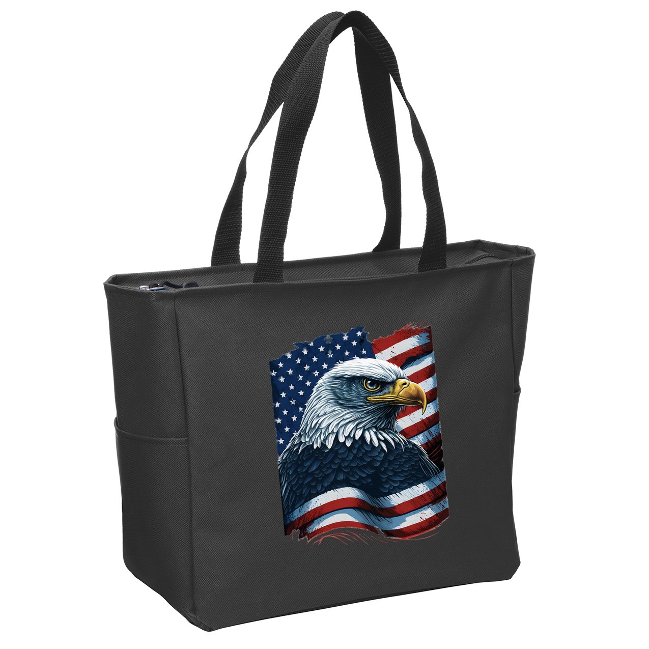 Bald Eagle Proud Patriotic American US Flag 4th Of July Zip Tote Bag