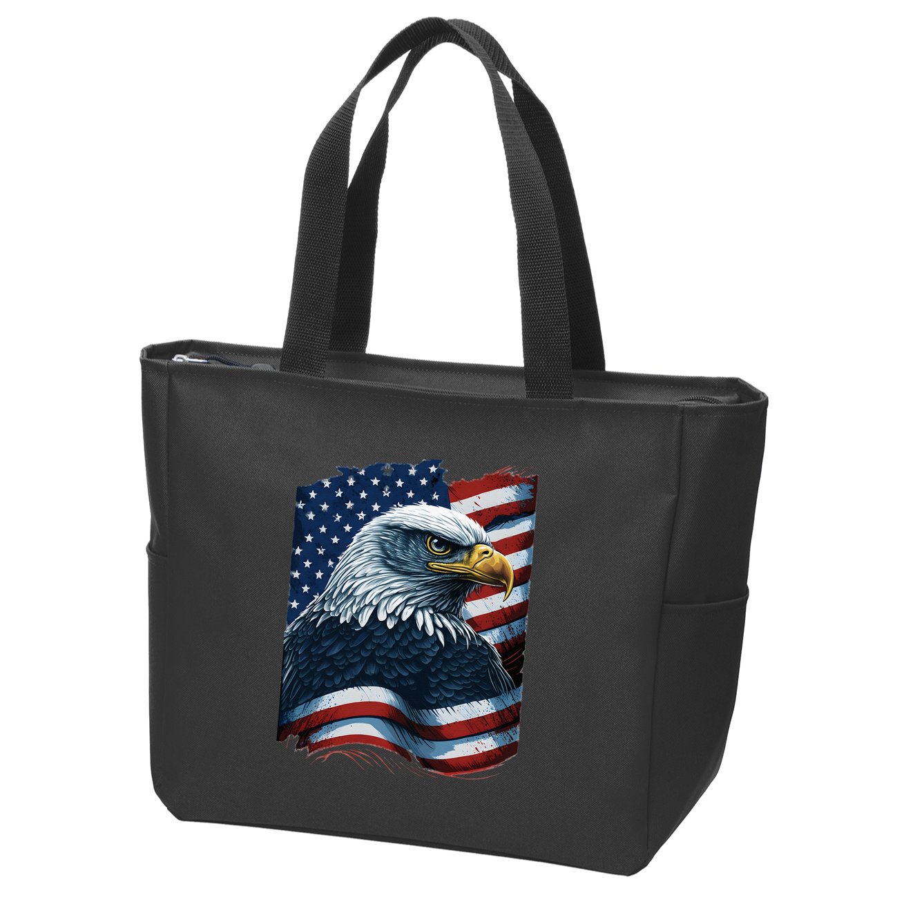 Bald Eagle Proud Patriotic American US Flag 4th Of July Zip Tote Bag