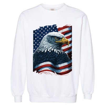 Bald Eagle Proud Patriotic American US Flag 4th Of July Garment-Dyed Sweatshirt