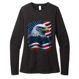 Bald Eagle Proud Patriotic American US Flag 4th Of July Womens CVC Long Sleeve Shirt