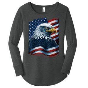 Bald Eagle Proud Patriotic American US Flag 4th Of July Women's Perfect Tri Tunic Long Sleeve Shirt