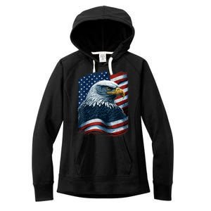 Bald Eagle Proud Patriotic American US Flag 4th Of July Women's Fleece Hoodie