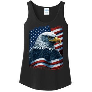 Bald Eagle Proud Patriotic American US Flag 4th Of July Ladies Essential Tank