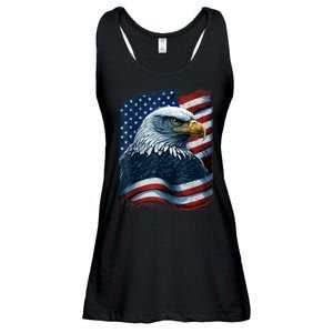 Bald Eagle Proud Patriotic American US Flag 4th Of July Ladies Essential Flowy Tank