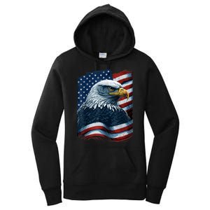 Bald Eagle Proud Patriotic American US Flag 4th Of July Women's Pullover Hoodie