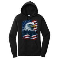 Bald Eagle Proud Patriotic American US Flag 4th Of July Women's Pullover Hoodie