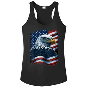 Bald Eagle Proud Patriotic American US Flag 4th Of July Ladies PosiCharge Competitor Racerback Tank