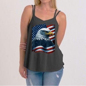 Bald Eagle Proud Patriotic American US Flag 4th Of July Women's Strappy Tank