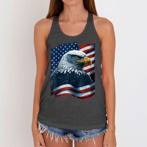 Bald Eagle Proud Patriotic American US Flag 4th Of July Women's Knotted Racerback Tank