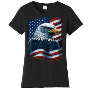 Bald Eagle Proud Patriotic American US Flag 4th Of July Women's T-Shirt