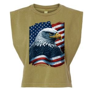 Bald Eagle Proud Patriotic American US Flag 4th Of July Garment-Dyed Women's Muscle Tee