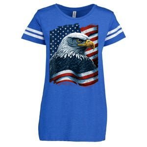 Bald Eagle Proud Patriotic American US Flag 4th Of July Enza Ladies Jersey Football T-Shirt