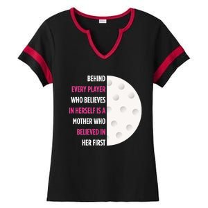 Behind Every Player Is A Mother Golf Gift Mom Golf Gift Ladies Halftime Notch Neck Tee