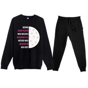 Behind Every Player Is A Mother Golf Gift Mom Golf Gift Premium Crewneck Sweatsuit Set