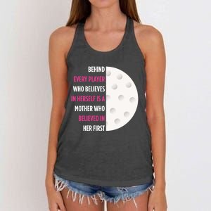 Behind Every Player Is A Mother Golf Gift Mom Golf Gift Women's Knotted Racerback Tank