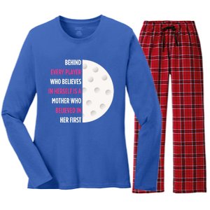 Behind Every Player Is A Mother Golf Gift Mom Golf Gift Women's Long Sleeve Flannel Pajama Set 