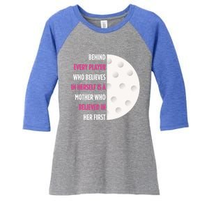 Behind Every Player Is A Mother Golf Gift Mom Golf Gift Women's Tri-Blend 3/4-Sleeve Raglan Shirt