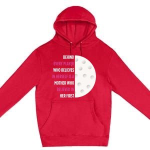 Behind Every Player Is A Mother Golf Gift Mom Golf Gift Premium Pullover Hoodie