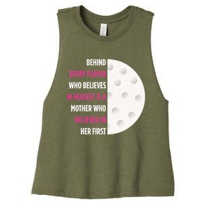 Behind Every Player Is A Mother Golf Gift Mom Golf Gift Women's Racerback Cropped Tank