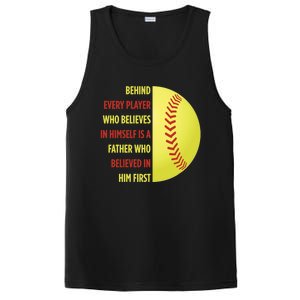 Behind Every Player Is A Father Softball Gift Dad Softball Meaningful Gift PosiCharge Competitor Tank