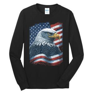 Bald Eagle Proud Patriotic American Us Flag 4th Of July Tall Long Sleeve T-Shirt