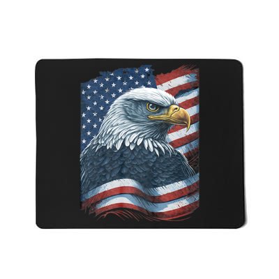 Bald Eagle Proud Patriotic American Us Flag 4th Of July Mousepad