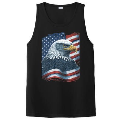 Bald Eagle Proud Patriotic American Us Flag 4th Of July PosiCharge Competitor Tank