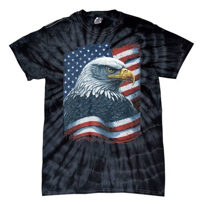 Bald Eagle Proud Patriotic American Us Flag 4th Of July Tie-Dye T-Shirt