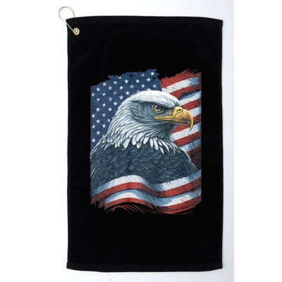 Bald Eagle Proud Patriotic American Us Flag 4th Of July Platinum Collection Golf Towel