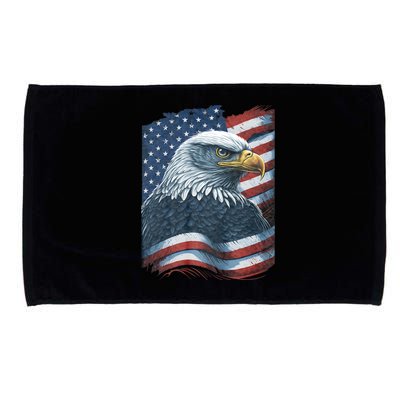 Bald Eagle Proud Patriotic American Us Flag 4th Of July Microfiber Hand Towel