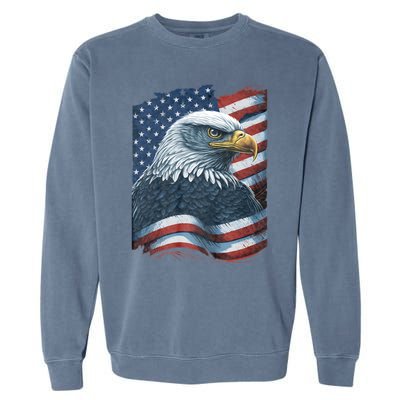 Bald Eagle Proud Patriotic American Us Flag 4th Of July Garment-Dyed Sweatshirt