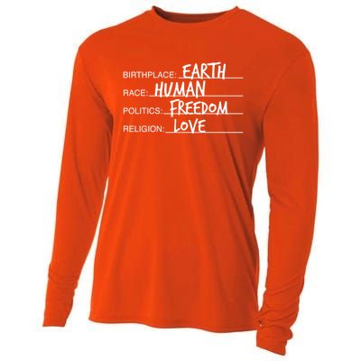 Birthplace Earth Race Hu Politics Freedom Great Gift Cooling Performance Long Sleeve Crew