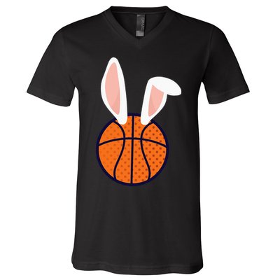Basketball Easter Rabbit Bunny funny easter day V-Neck T-Shirt