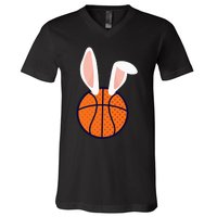 Basketball Easter Rabbit Bunny funny easter day V-Neck T-Shirt