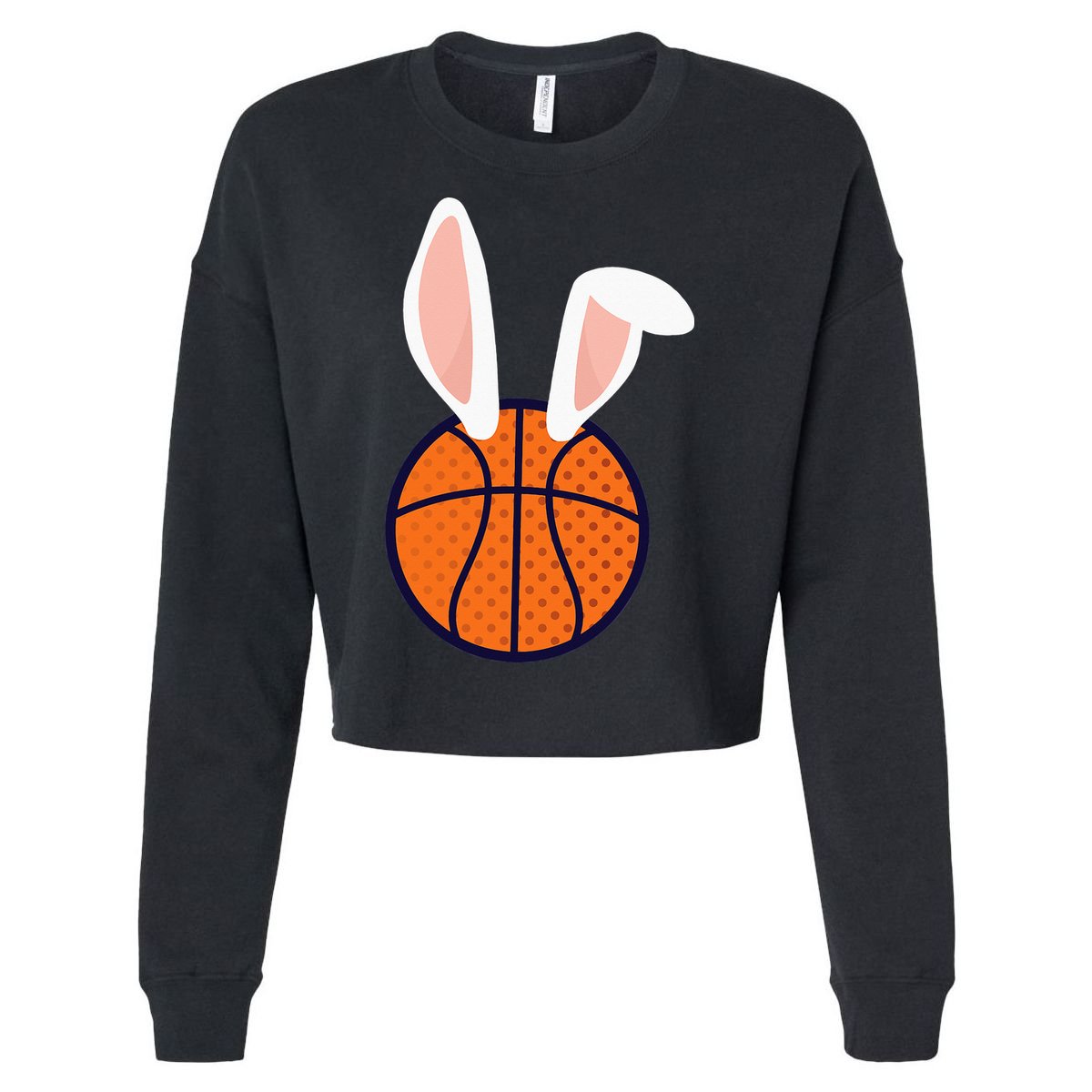 Basketball Easter Rabbit Bunny funny easter day Cropped Pullover Crew